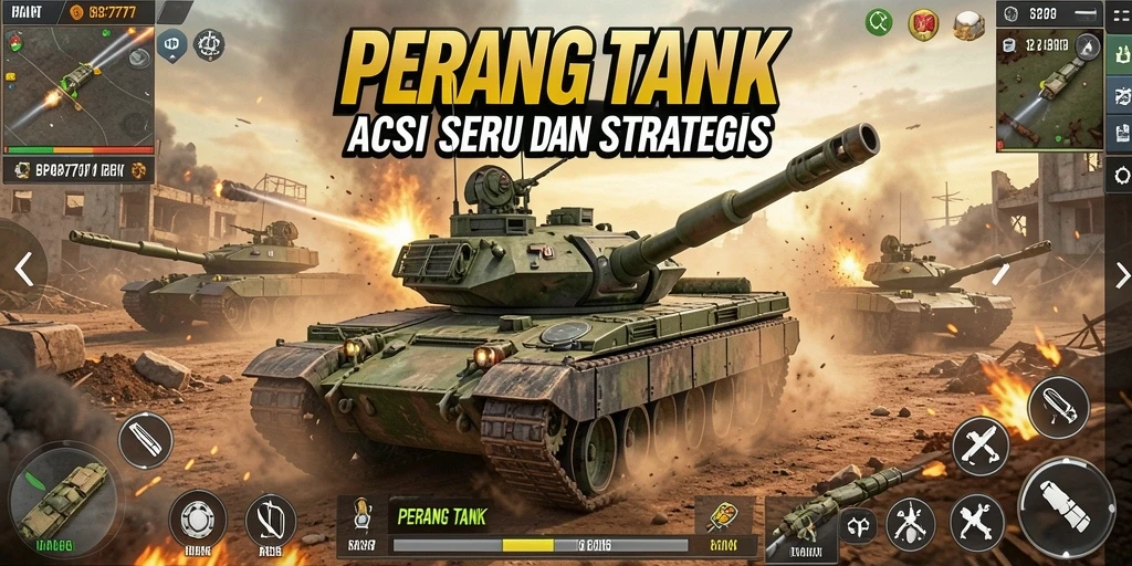 Tampilan antarmuka seru dalam permainan Perang Tank BPJS777.