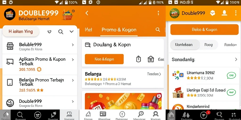Antarmuka aplikasi DOUBLE999 yang sederhana dan intuitif.
