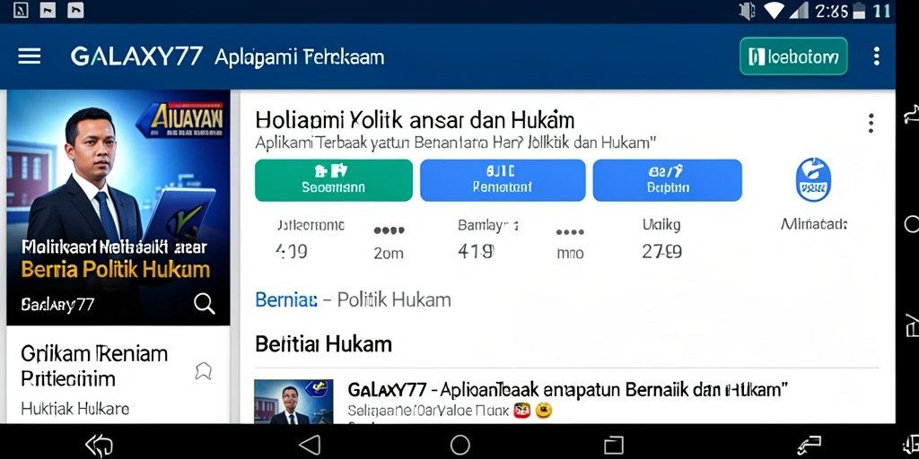 Tampilan utama GALAXY77 dengan berita politik hukum terbaru.