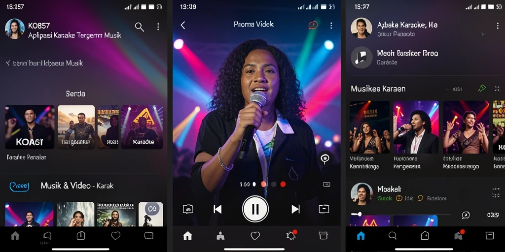 Tampilan antarmuka KO857 saat digunakan untuk Karaoke dengan banyak pilihan lagu.