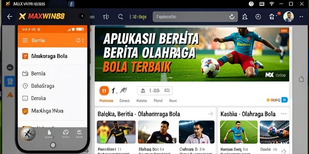 Tampilan antarmuka utama aplikasi MAXWIN88 dengan konten Olahraga Bola.
