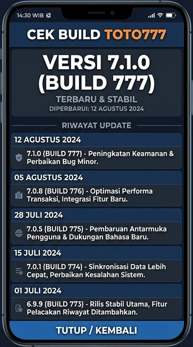 Riwayat Versi Toto777 untuk Pengguna Android